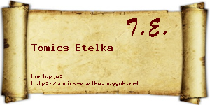 Tomics Etelka névjegykártya
